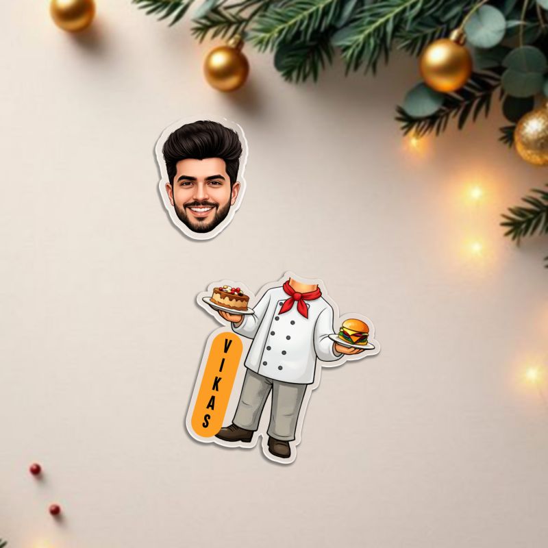 Personalized Male Chef Bobblehead Caricature Battery Operated with Moving Head Feature Gift for Chefs, Food Enthusiasts & Restaurant Openings Kitchen & Dining Table Decor